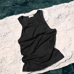 Camiseta sin mangas acanalada de mezcla de Lyocell para hombre, ligera, cuello redondo, deportiva, tallas grandes, oversize - Product Image 4