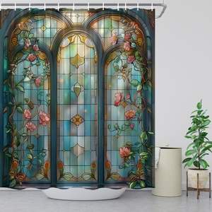 ม่านกระจกสีแบบแอบสแตรกปรับแต่งได้หรูหราปรับแต่งได้ม่านโค้งหน้าต่างนกเป็ดน้ำของตกแต่งบ้านปราสาทแฟนตาซีทำจากโพลีเอสเตอร์ระดับพรีเมียม - Product Image 2