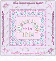 Tapis de Mahjong pliable moderne 31,5 x 31,5 pouces pour 4 joueurs, série Miss, motif fleur de cerisier et jade, design américain, en néoprène pour le jeu