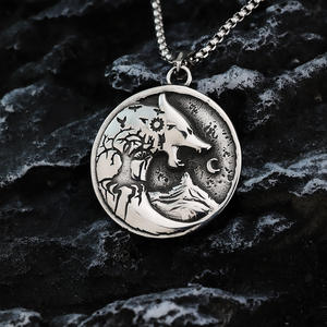 Viking Tree Of Life <b>Wolf</b> Totem Titanium Steel Pendant Necklace Unisex Gift <b>Jewelry</b> - Product Image 3