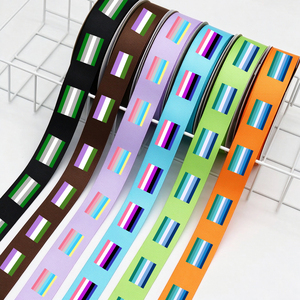 Maßgefertigtes Regenbogen Asexuelles Pride Polyester Ripsband, <span class=keywords><strong>Aro</strong></span> <span class=keywords><strong>Ace</strong></span> Flaggenmuster Band für Geschenkverpackung, Scrapbooking & Dekoration - Product Image 1