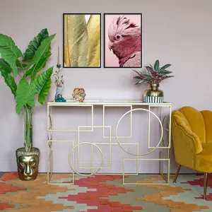 طاولة كوندول فاخرة لديكور المنزل ، تصميم جديد ، ذهبية عتيقة ، طاولة زجاجية متداخلة فريدة لديكور المنزل