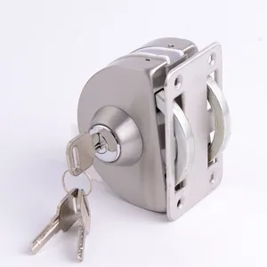 Frameless Stainless Steel Center Door Locks Swing Sliding Glass Door Clamp Lock with Keys