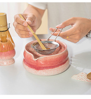 Ensemble d'accessoires pour bol Chawan en céramique vert et rose, kit de démarrage Matcha avec bec verseur, fouet et support pour la cérémonie du thé japonaise