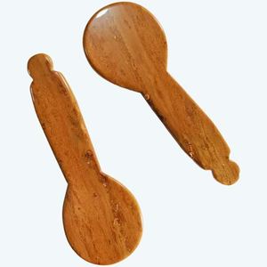 Pierre de jaune d'œuf en forme de cuillère, jade naturel, outils de gua sha pour les seins - Product Image 3
