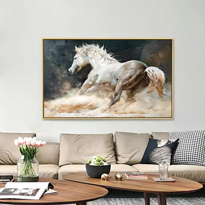 White <strong>Horses</strong> <strong>Horse</strong> Oil Moden Abstract Canvas <strong>Painting</strong> - Product Image 5