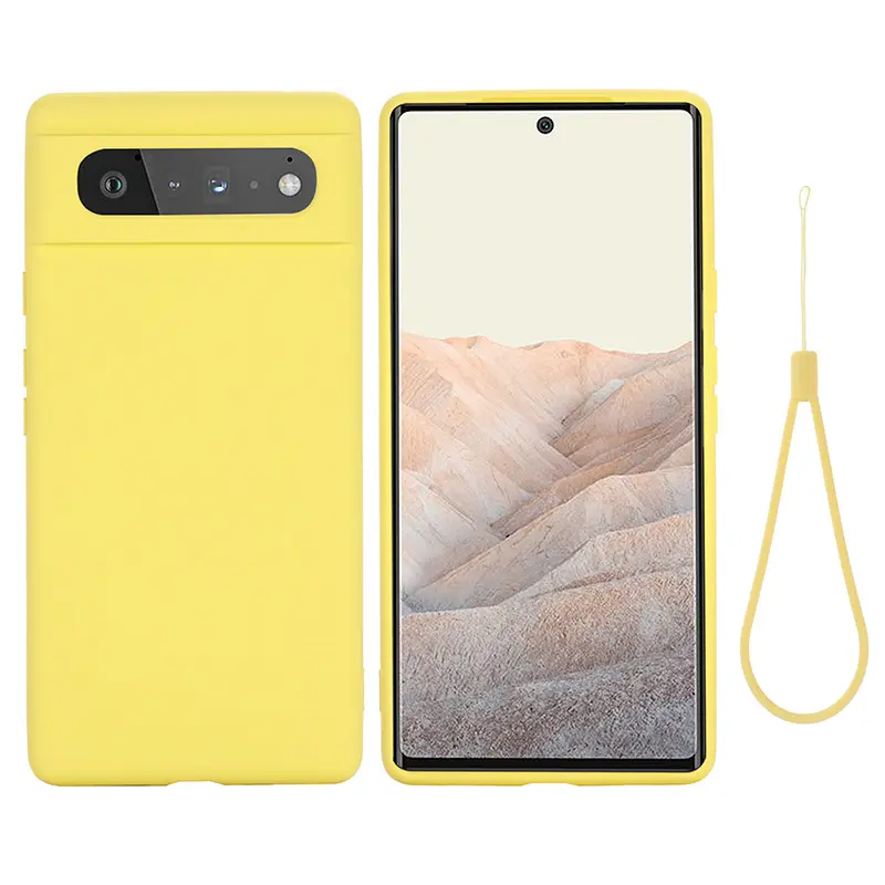 With Inner Microfiber Cloth With Lanyard Liquid Silicon Case For Google Pixel 7 6 Pro 5A 4A 5G
