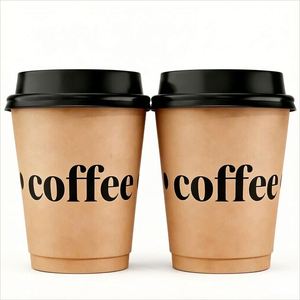 Gobelets à café en papier à double paroi écologiques jetables personnalisés, revêtement à base d'eau pour boissons chaudes, vin, tailles 8oz/16oz, sur mesure - Product Image 1