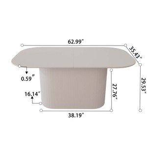 MDF Eco-Friendly Durable Cream Style Dining <b>Table</b> 4-8 Person Vertical Striped Legs Thick Elegant Home <b>Kitchen</b> <b>Table</b> - Product Image 6