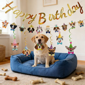 608412 Set Decorazioni per Festa di Compleanno per Cani: Adorabili Decorazioni Pendenti a Forma di Testa di Cucciolo con Spirali per Amanti dei Cani - Product Image 4