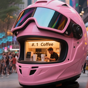 Kiosco de café <span class=keywords><strong>en</strong></span> forma de casco gigante Cápsula de espacio modular Cafetería para Centro Comercial - Product Image 5