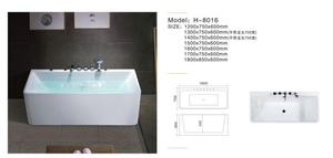 Baignoire rectangulaire HG en acrylique blanc avec massage par remous, cascade, <span class=keywords><strong>jacuzzi</strong></span> extérieur, spa, bain à remous avec robinet et bain froid - Product Image 2