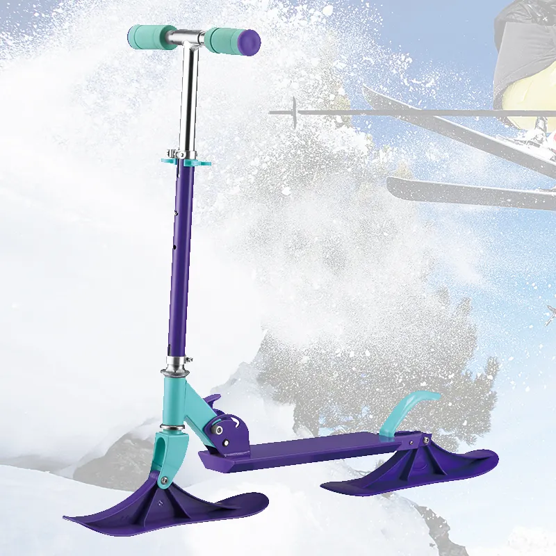 Großhandels preis Roller Einfach zu falten Schnee Kinder Winter Outdoor Faltbarer Ski roller mit Licht