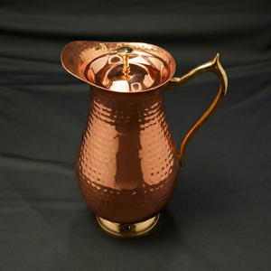 Handcrafted Hammered <b>Copper</b> Pitcher with Lid Vintage Water Jug 1100 Ml Eco-Friendly Dishwasher Safe BPA Free Elegant Drinkware - Product Image 1