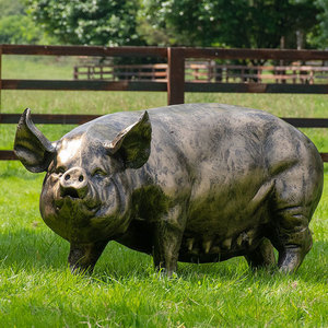 Grande sculpture de jardin en bronze cochon Statue d'animal grandeur nature or brossé nouveau design <span class=keywords><strong>peinture</strong></span> modèle en métal imprimé personnalisé 5mm d'épaisseur - Product Image 4