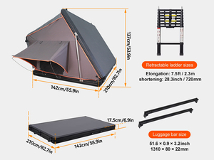 Tenda da Tetto in Cristallo Acrilico per Auto, Tenda Triangolare Super Leggera, Tettuccio per Campeggio Fuoristrada e Attività all'Aperto - Product Image 6
