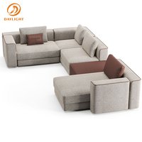 Canapé d'angle modulaire en tissu de lin blanc, personnalisé, vente en gros, meubles d'extérieur, patio, offre spéciale