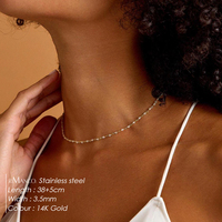 Collier EManco, perles de cristal colorées, chaîne de clavicule pour femmes, collier en acier inoxydable plaqué or de haute qualité, 12 mois