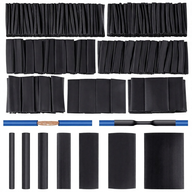 420-Piece Heat Shrink Tubing Kit 3 1 Ratio Adhesive Lined 7 Sizes | Marine Waterproof Black Industrial Electrical Cable Repair