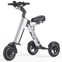 Tricycle électrique à 3 roues léger et pliable avec batterie au lithium, moteur sans balais en alliage d'aluminium, carrosserie ouverte, 25 km/h