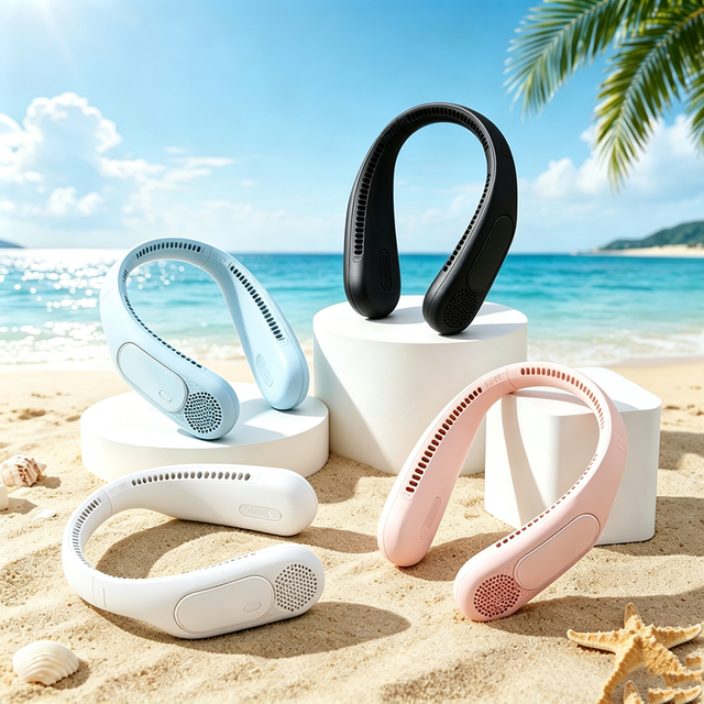 Lightweight Bladeless Hanging Wearable Neck Fan USB Rechargeable Silent Outdoor Quick Cooling Sports Style Hands-Free Mini Fan