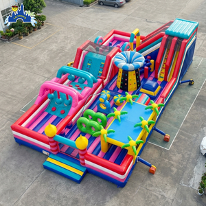 Château gonflable de parc à thème avec parcours d'obstacles, structure de jeux gonflable pour parc d'attractions - Product Image 1