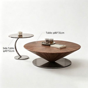 Tavolino da Caffè di Lusso per Soggiorno, <span class=keywords><strong>Design</strong></span> Personalizzato, Stile Mid-Century Moderno, Tavolino in <span class=keywords><strong>Vetro</strong></span> Marrone - Product Image 4