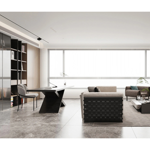 Ensemble de meubles complets haut de gamme pour villa, penthouse, chambre en L avec grand lit king-size, en tissu moderne, pour usage commercial - Product Image 5