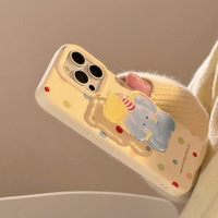 Coque de téléphone en TPU avec support éléphant de dessin animé pour iPhone 16, 15, 18 Pro Max et 13ème génération avec chaîne de suspension
