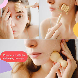 Mini masseur facial en bois et ensemble Guasha-outil de serrage et de massage de la peau avec avantages de drainage toxique - Product Image 4