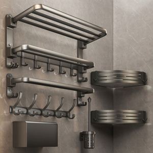 Hot Selling Modern Stainless Steel Folding Towel Rack Double Towel <b>Bars</b> Hooks Wall Mounted <b>Freestanding</b> Bathroom Accessories - Product Image 2