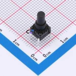 TSW06112-125B331BA Tactile Switch Through hole-4P,6.1x6.1mm Switch Single Pole Single Throw Round Button 1.8N 6.1mm - Product Image 1