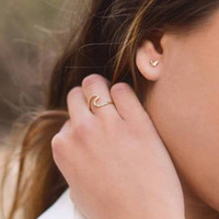 Joolim – bijoux en acier inoxydable plaqué or 18K, anneaux de mouette de mer ondulés pour femmes