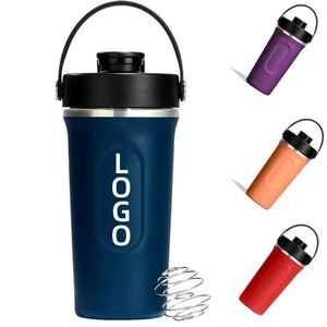 Bouteille shaker protéinée 24 oz avec poignée, anti-fuite, pour la gym et le fitness, en acier inoxydable, avec boule mélangeuse, sans BPA - Product Image 1