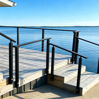 Poteau de balustrade en acier inoxydable noir personnalisable à montage latéral pour câble métallique, pour terrasse et escalier