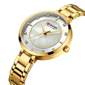 New Women's Watch CURREN 9051 Quartz Movement Women's Stainless Steel Strap Simple Waterproof Business Watch