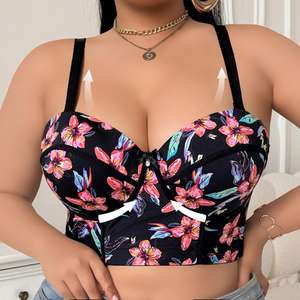 Top vendedor Sexy Ladies Corset Tops <span class=keywords><strong>Mujeres</strong></span> Floral Overbust Bustier Underwire Bra Crop Top - Product Image 1