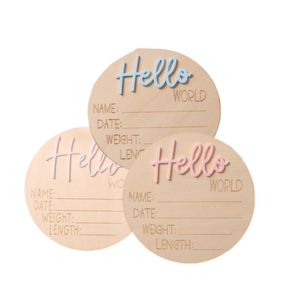 Cartes <span class=keywords><strong>de</strong></span> jalons pour bébé Accessoires <span class=keywords><strong>de</strong></span> photographie en bois pour nouveau-né Signe d'annonce <span class=keywords><strong>de</strong></span> <span class=keywords><strong>naissance</strong></span> Hello World Signe pour nouveau-né - Product Image 1