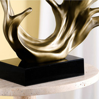 Sculpture de vagues océaniques en résine de bronze antique faite à la main Tuohuangniu, accessoires de bureau de luxe pour la décoration de la maison, du bureau et de l'hôtel