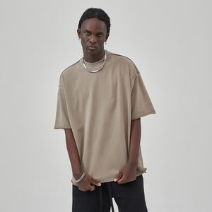 T-shirts vintage en coton peigné 100% de haute qualité, simples, surpiqûres apparentes, épaules tombantes - Product Image 1