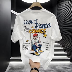 Wholesale Custom-made <strong>Men's</strong> Summer Short-sleeved <strong>T</strong>-<strong>shirts</strong>, 100% Cotton 260G Hip-hop Printed Round-neck Loose-fitting <strong>Men's</strong> <strong>Shirt</strong> - Product Image 1