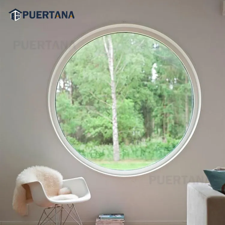 Ventana Circular de aluminio, ventana redonda fija con imagen