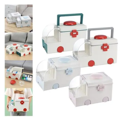 救急車の形の家庭用薬箱コンテナプラスチック応急処置キットボックス
