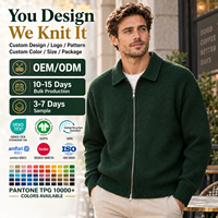 Cardigan en maille à col polo zippé pour homme, pull décontracté à manches longues, veste en tricot, logo personnalisé, OEM ODM, vente en gros d'usine