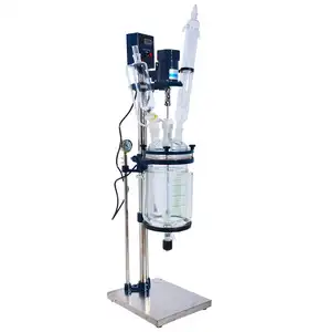 Organic Chemistry Glass Reactor For Chemical Engineering, 1-5l Mixing Glass Reactor With Condenser Chiller