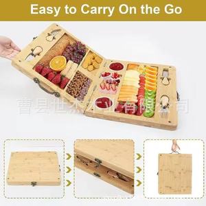 Planche à découper en bois massif Mu Yujia avec poignée, plateau à fromage carré pliable pour usage domestique, portable, sans danger pour les aliments - Product Image 4