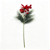 Künstlicher Weihnachts-Kiefernzweig 36cm Schneebesetzte Kiefernzweige Rote Beeren Weihnachtsstern Weihnachtsbaum Kranz Blumendekoration