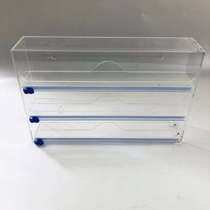 3 in1 akrilik alüminyum folyo tutucu 2 çekmece organizatör akrilik plastik sarma dağıtıcı slayt ile kesici mutfak çekmecesi - Product Image 3