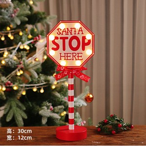 Lumière <span class=keywords><strong>de</strong></span> Noël LED en forme <span class=keywords><strong>de</strong></span> chapeau, veilleuse d'ambiance festive, ornement <span class=keywords><strong>de</strong></span> signalisation routière <span class=keywords><strong>de</strong></span> Noël, lumière décorative STOP - Product Image 2