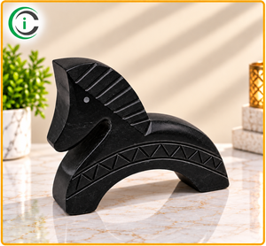 Estatua de Caballo de Mármol Negro de 8 Pulgadas CCI, Tallada a Mano con Acabado Elegante, Escultura Decorativa de Caballo para Mesa de Hogar, Oficina u Hotel - Product Image 2